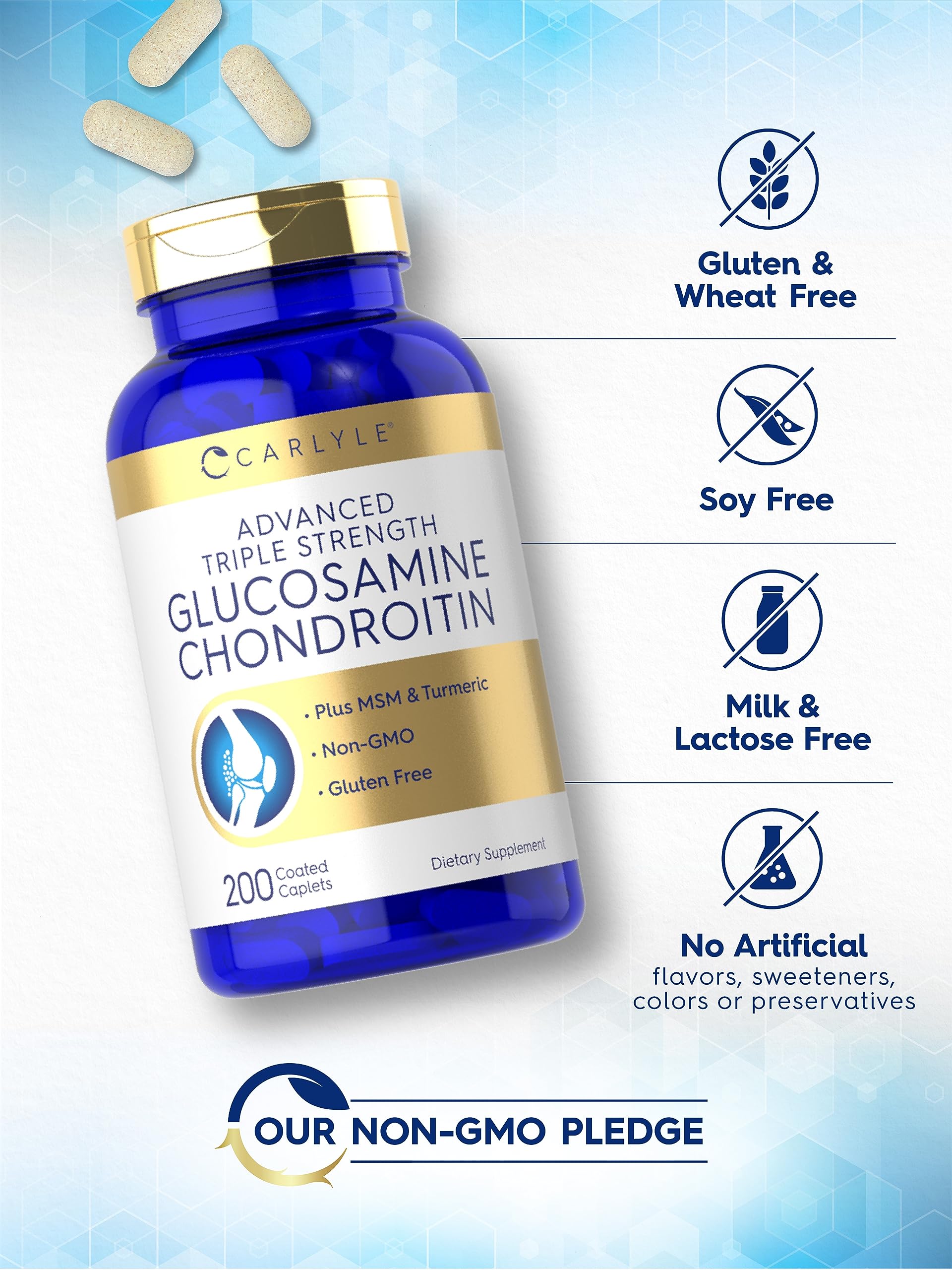 Foto 6 pulgar | Suplemento Carlyle: Glucosamina Condroitina Msm Cúrcuma 200 Unidades - Venta Internacional
