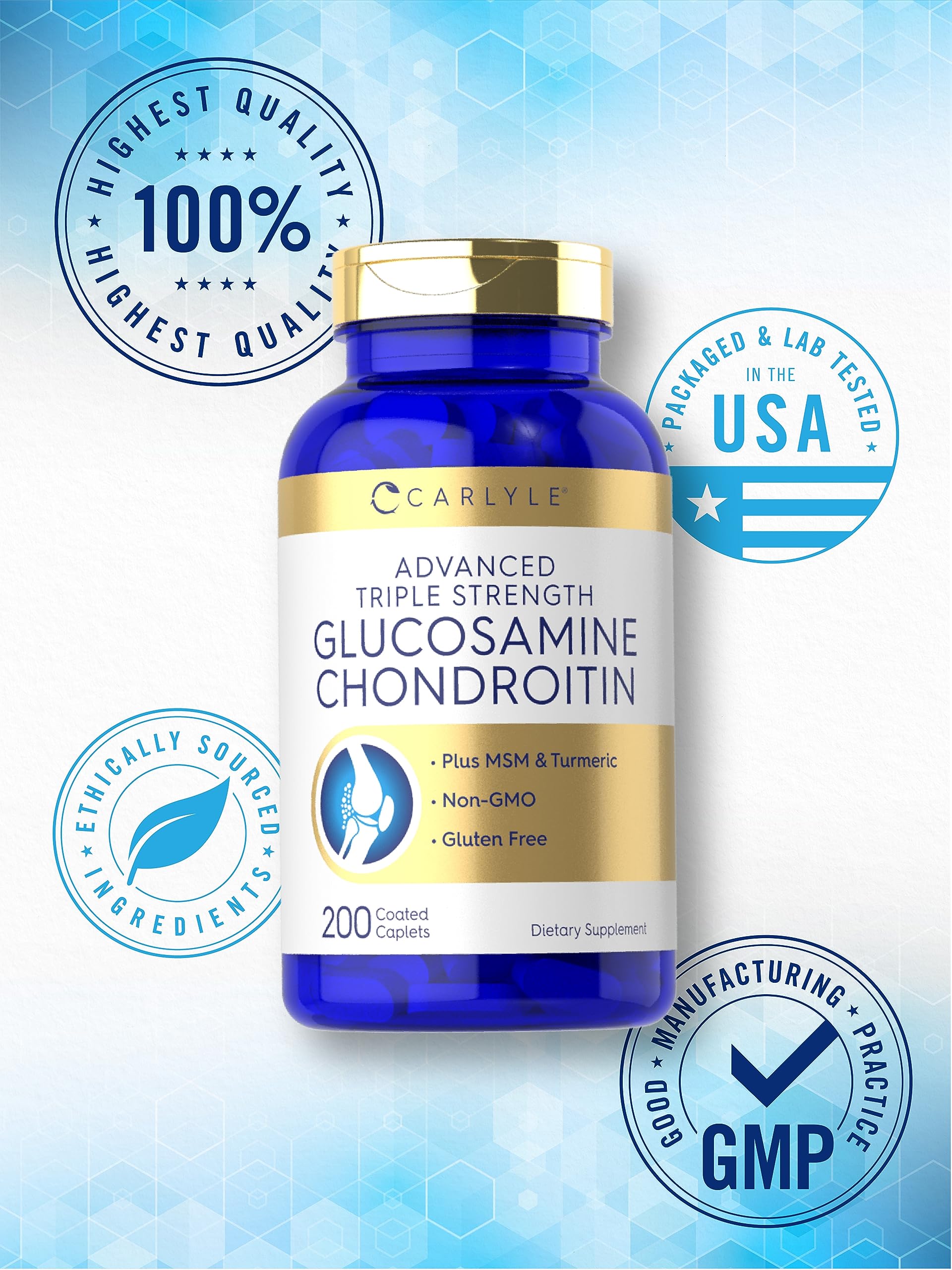 Foto 7 pulgar | Suplemento Carlyle: Glucosamina Condroitina Msm Cúrcuma 200 Unidades - Venta Internacional