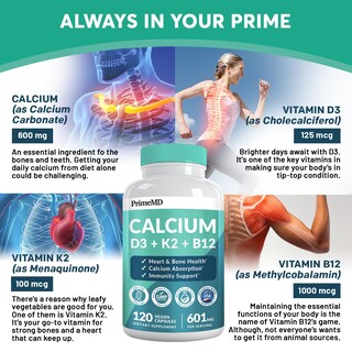 Foto 6 | Suplemento Primemd Calcium 600 Mg con Vitamina D3 K2 B12 5000 Ui - Venta Internacional