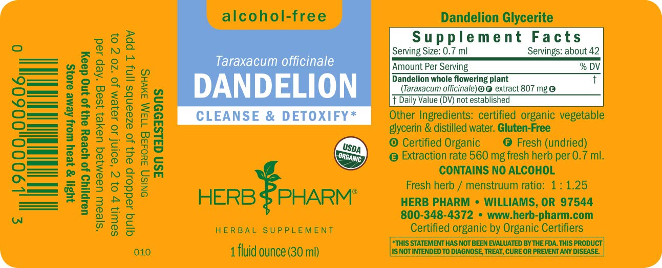 Foto 3 pulgar | Extracto Líquido Limpiador de Diente de León Herb Pharm 30 ml Sin Alcohol - Venta Internacional