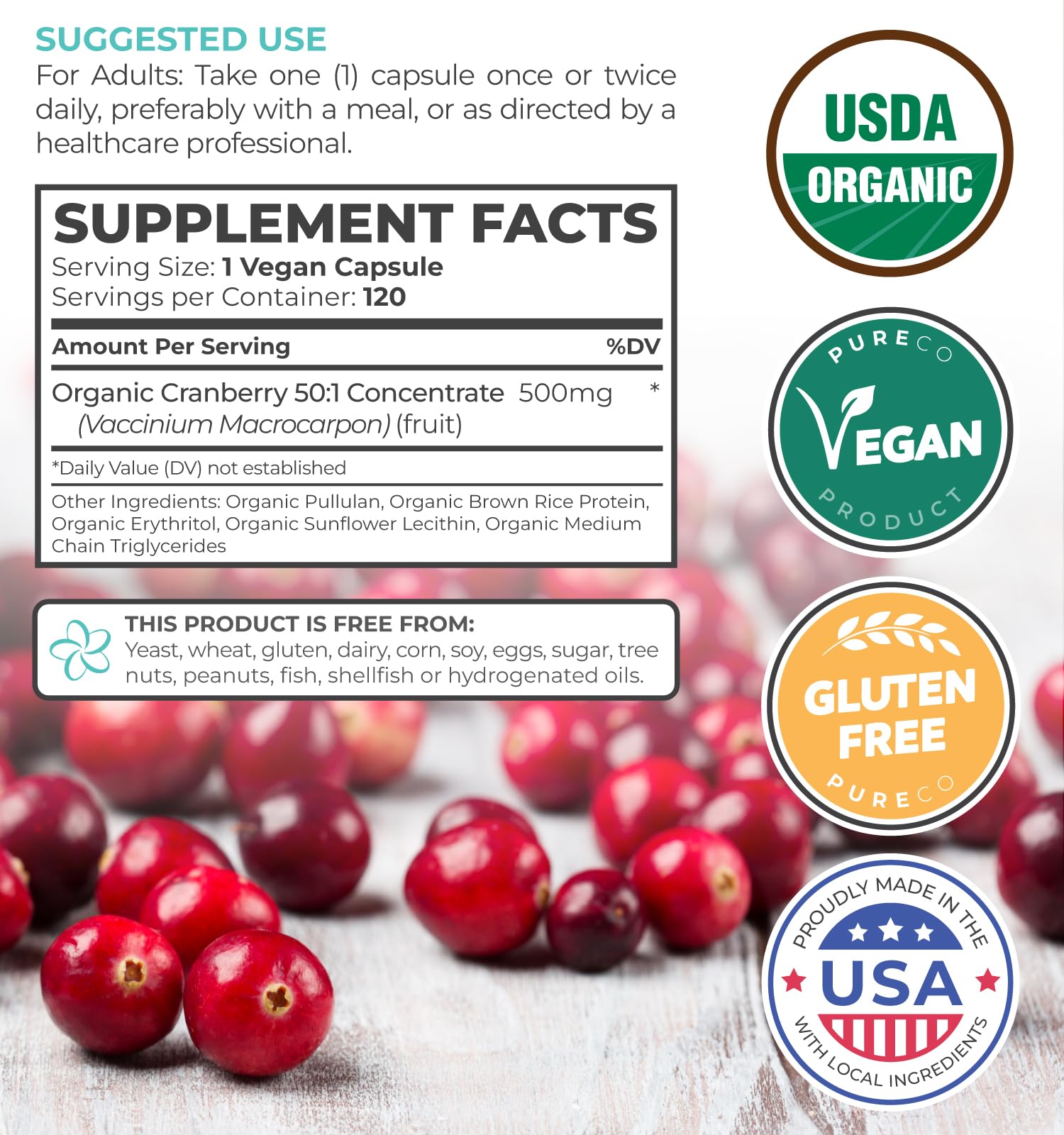 Foto 6 pulgar | Suplemento Pure Co de Arándano 25 000 mg 120 Cápsulas - Venta Internacional