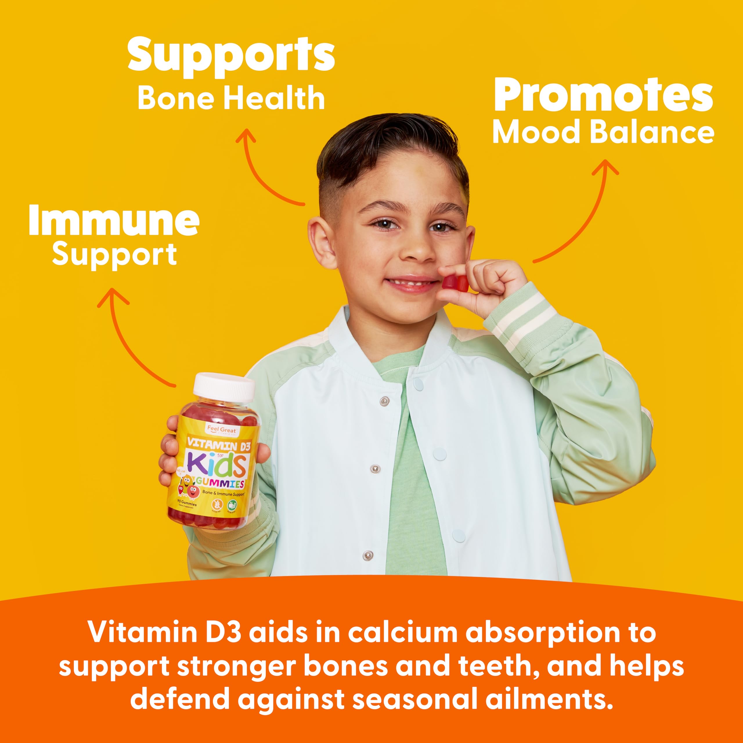 Foto 4 pulgar | Vitamina D3 Feel Great en Gomitas para Niños 1000 Iu 90 Piezas - Venta Internacional