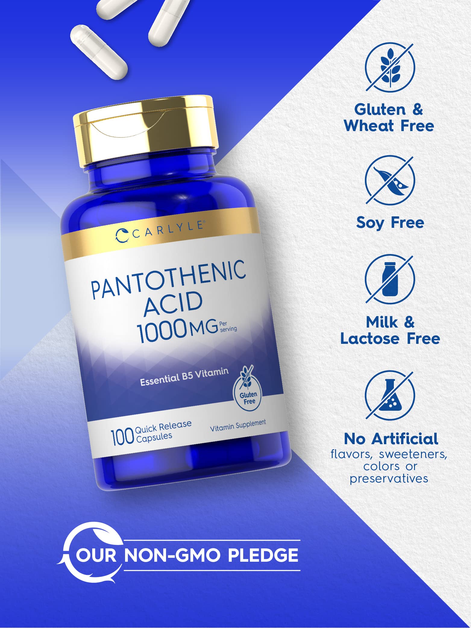 Foto 4 | Suplemento de Ácido Pantoténico Carlyle 1000 mg - 100 cápsulas