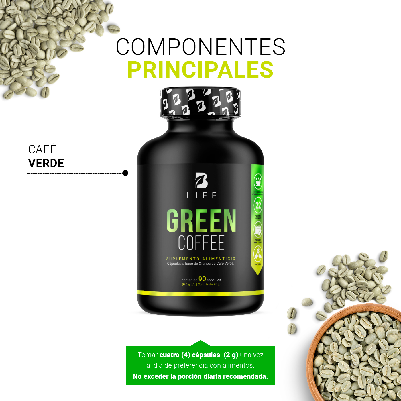 Foto 3 | Green Coffee B Life 90 Cápsulas