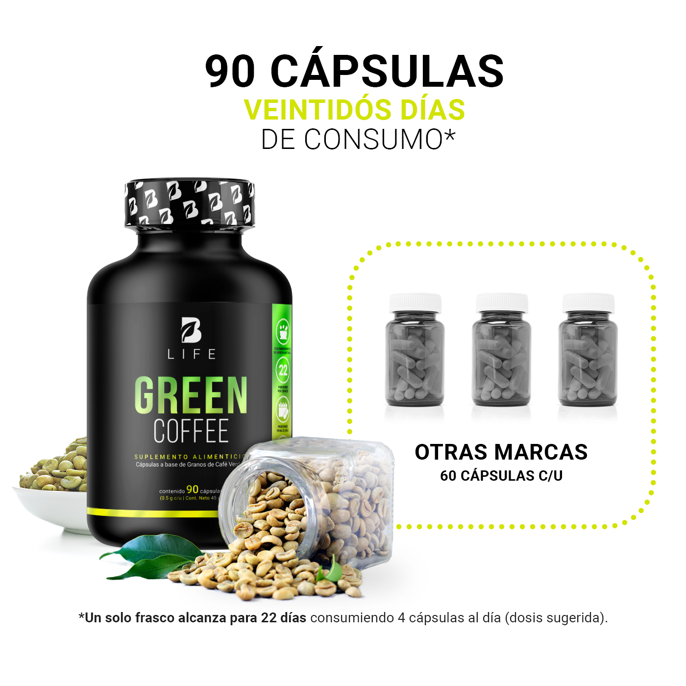 Foto 5 pulgar | Green Coffee B Life 90 Cápsulas