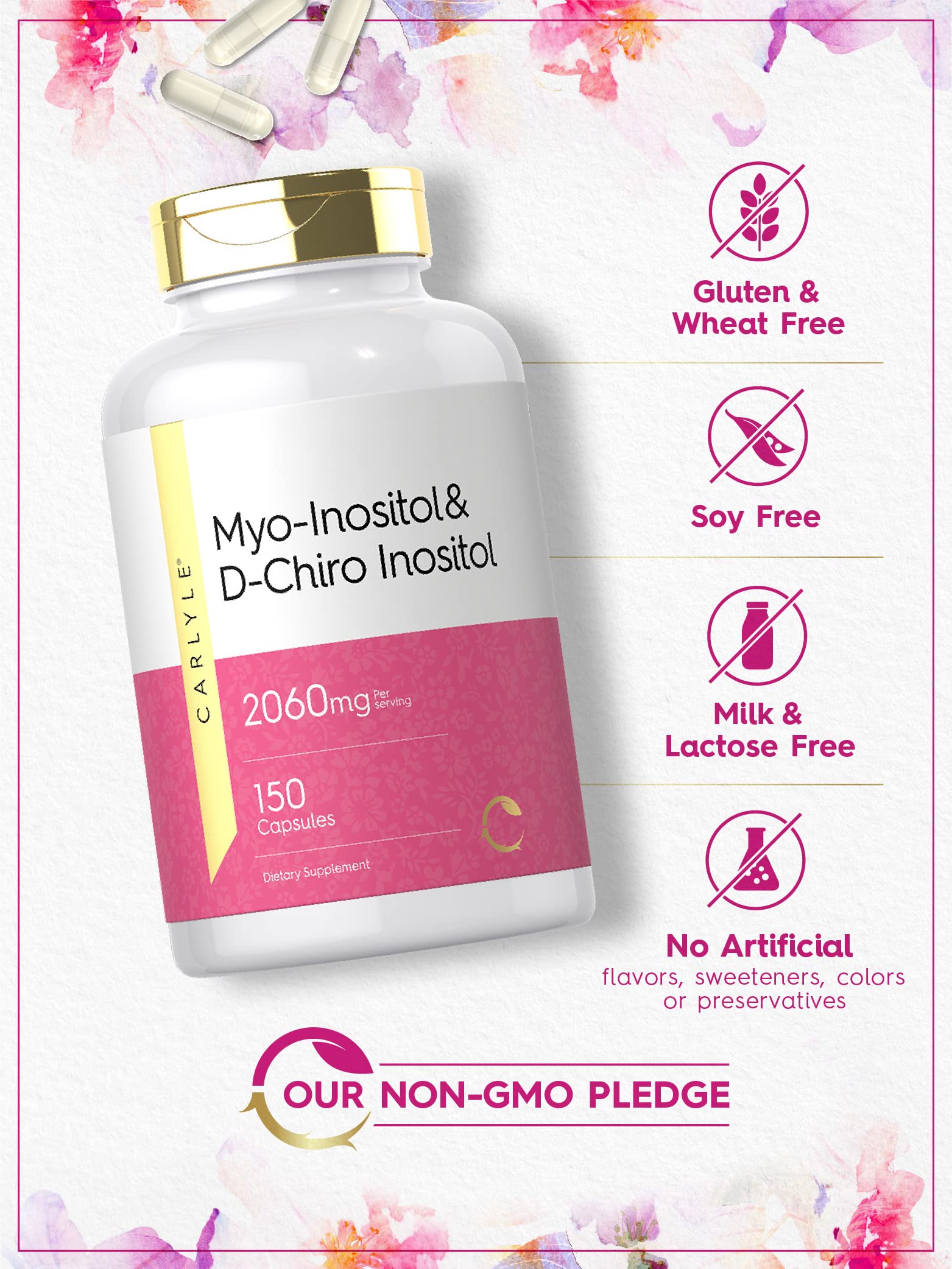 Foto 5 pulgar | Suplemento Carlyle Myo-Inositol y D-Chiro Inositol 2060 mg - Venta Internacional