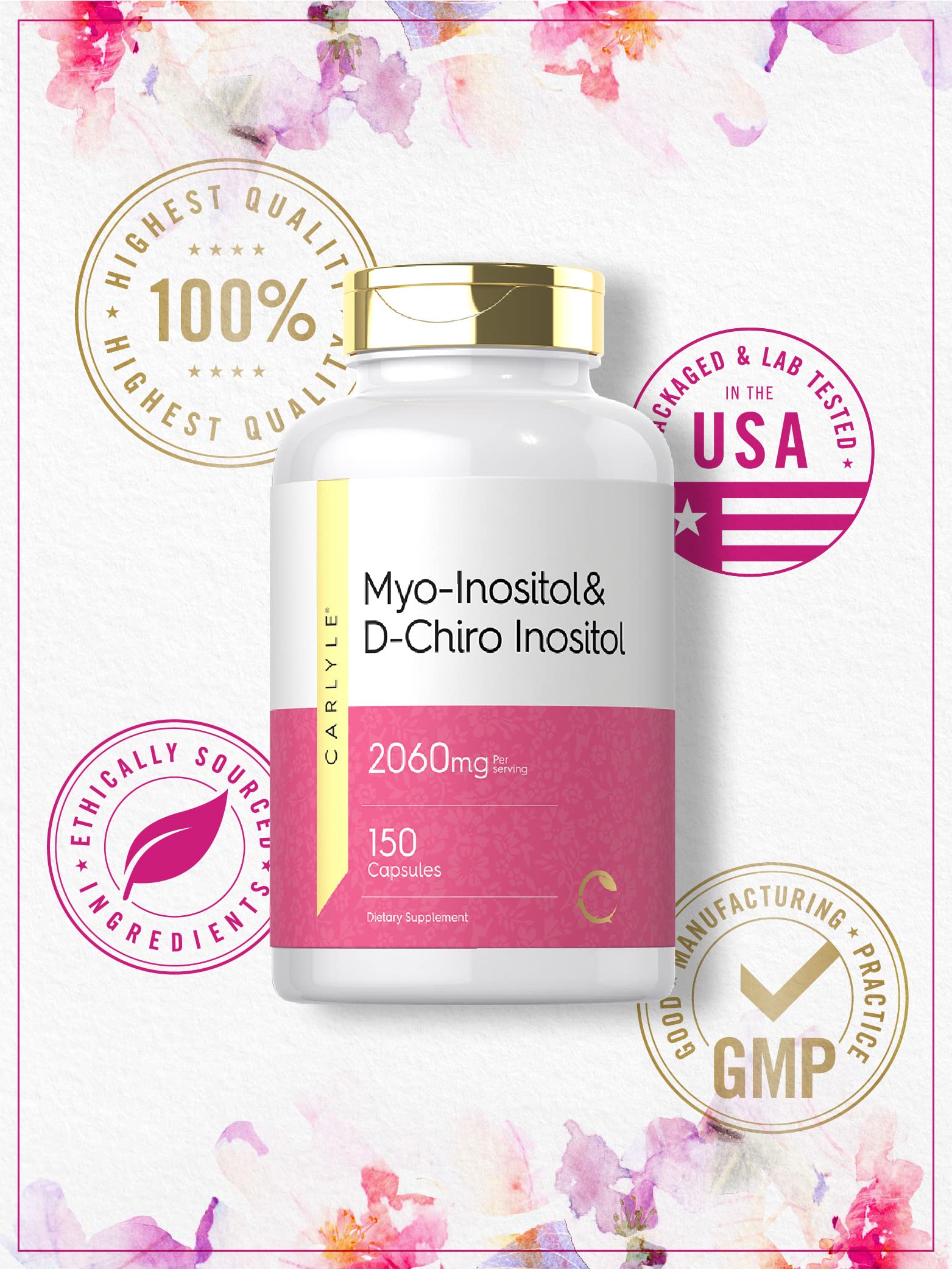 Foto 6 pulgar | Suplemento Carlyle Myo-Inositol y D-Chiro Inositol 2060 mg - Venta Internacional