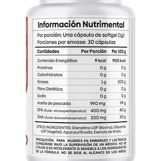 Foto 2 | Ultra Omega 3 Nutrientes Vidalabs México 400 mg EPA y 300 mg DHA 30 Cápsulas