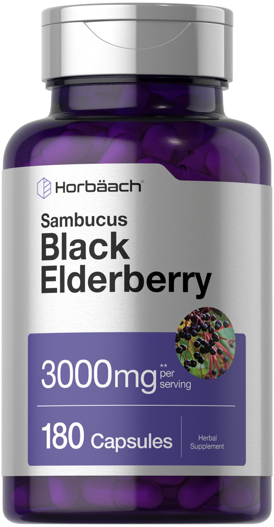 Foto 2 pulgar | Suplemento Horbäach Black Elderberry 180 Cápsulas- Venta Internacional