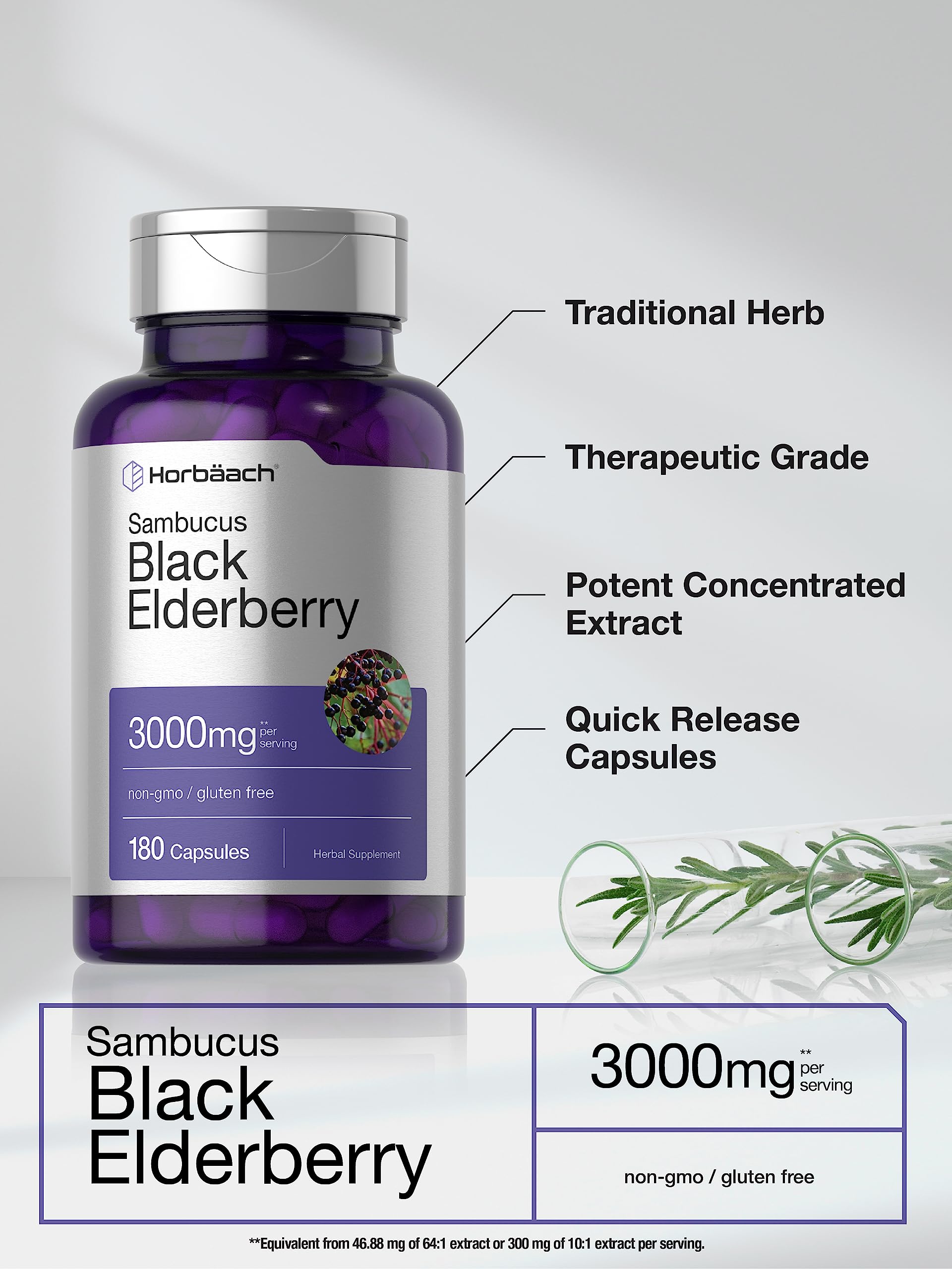 Foto 4 pulgar | Suplemento Horbäach Black Elderberry 180 Cápsulas- Venta Internacional