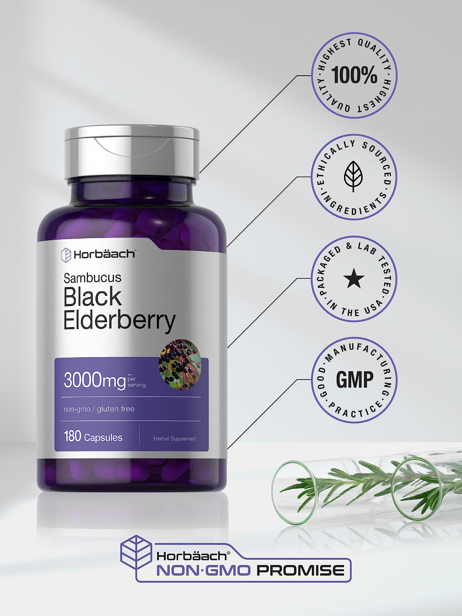 Foto 6 pulgar | Suplemento Horbäach Black Elderberry 180 Cápsulas- Venta Internacional