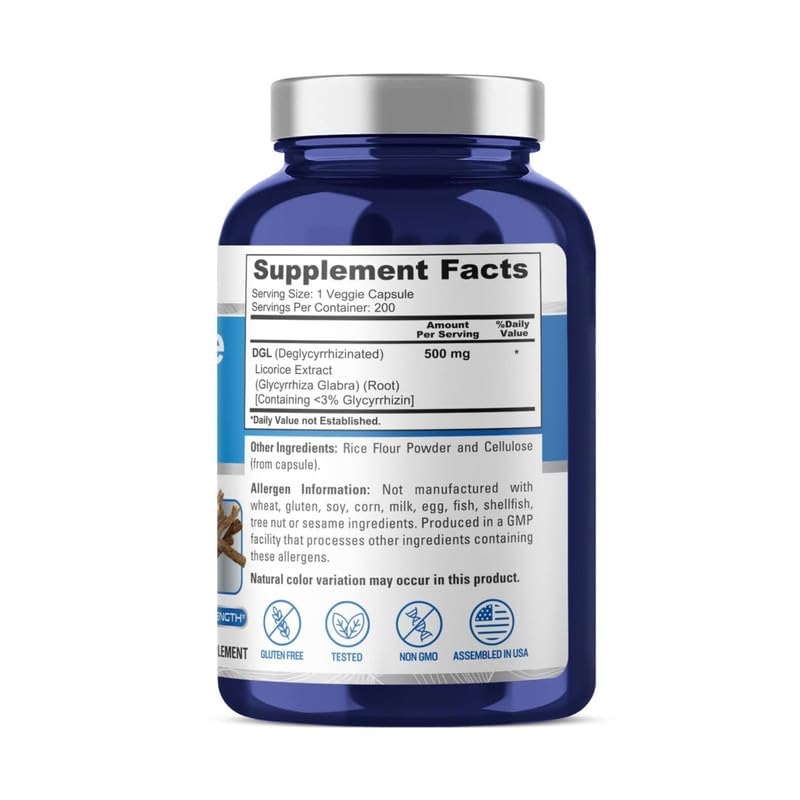 Foto 3 pulgar | Suplemento de Extracto de Regaliz Nusapure Dgl 500 Mg 200 Cápsulas - Venta Internacional