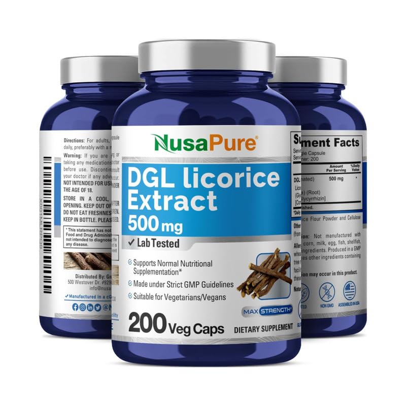 Foto 5 pulgar | Suplemento de Extracto de Regaliz Nusapure Dgl 500 Mg 200 Cápsulas - Venta Internacional