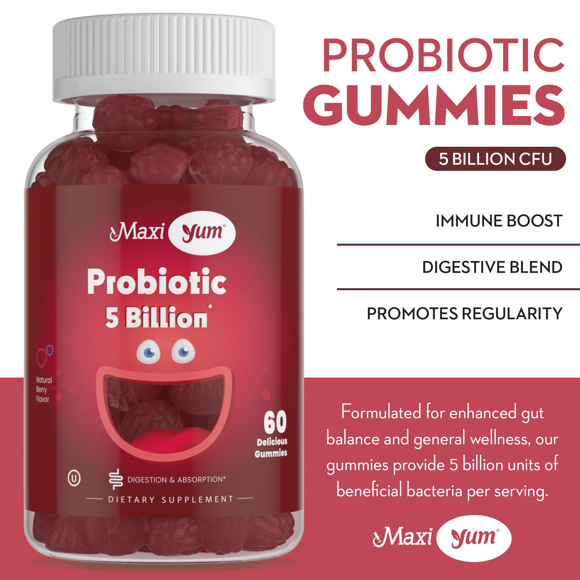 Foto 4 pulgar | Gomitas Probióticas Maxi Yum 5 Mil Millones De Ufc, Salud Digestiva - Venta Internacional