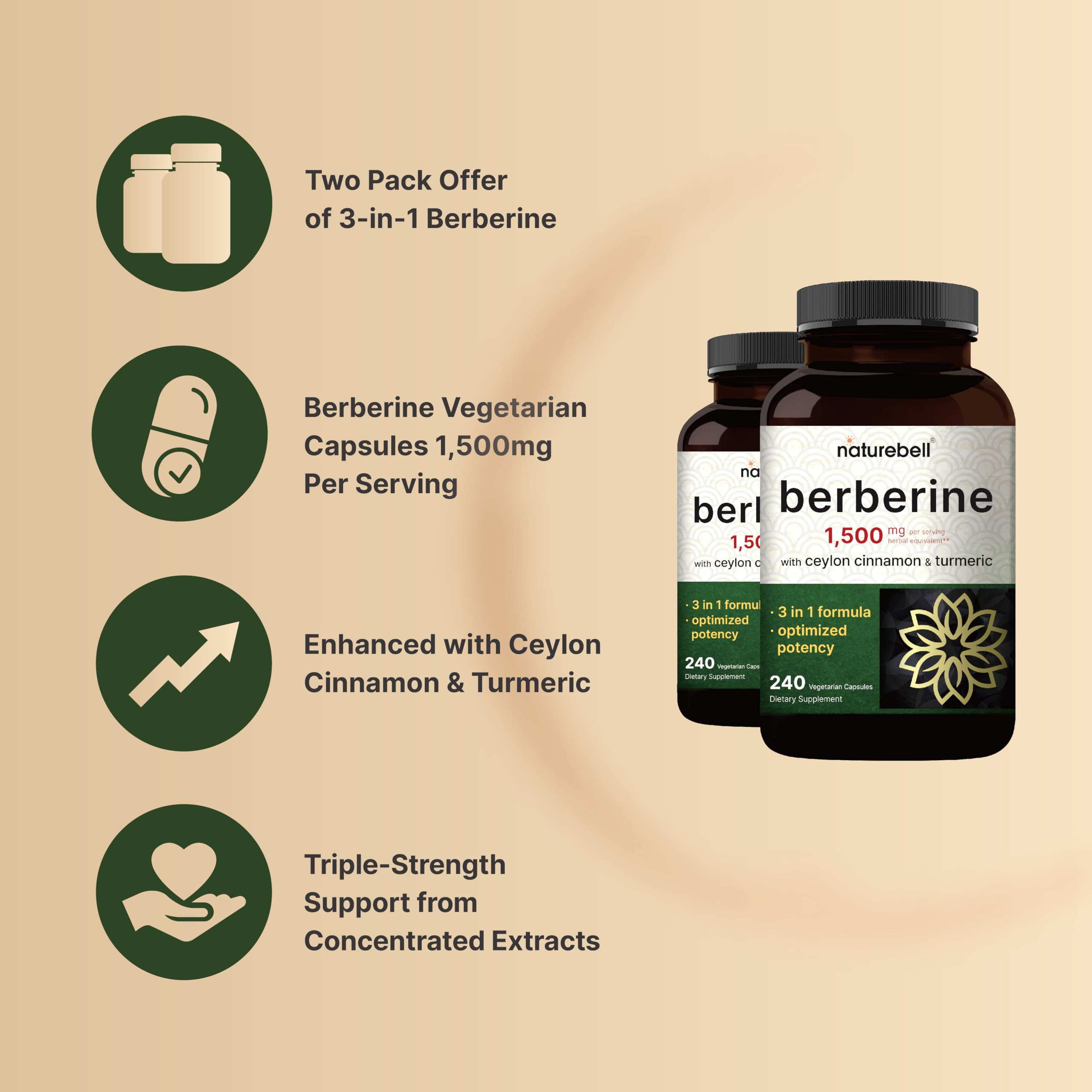 Foto 5 pulgar | Suplemento Naturebell Berberine 2 Paquetes-Venta Internacional
