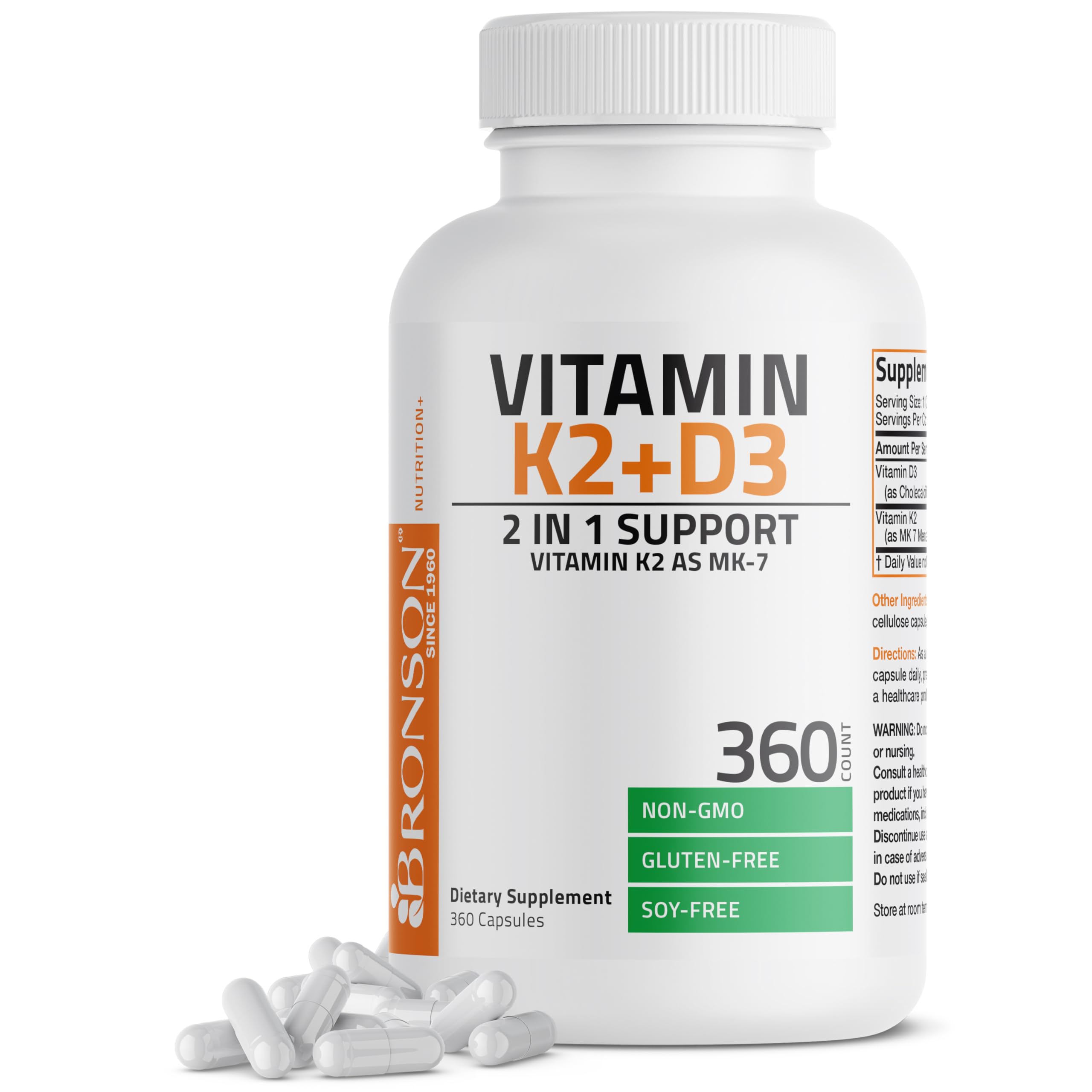 Foto 1 | Vitamina K2 y D3 Bronson 5000 Ui 360 Cápsulas - Venta Internacional