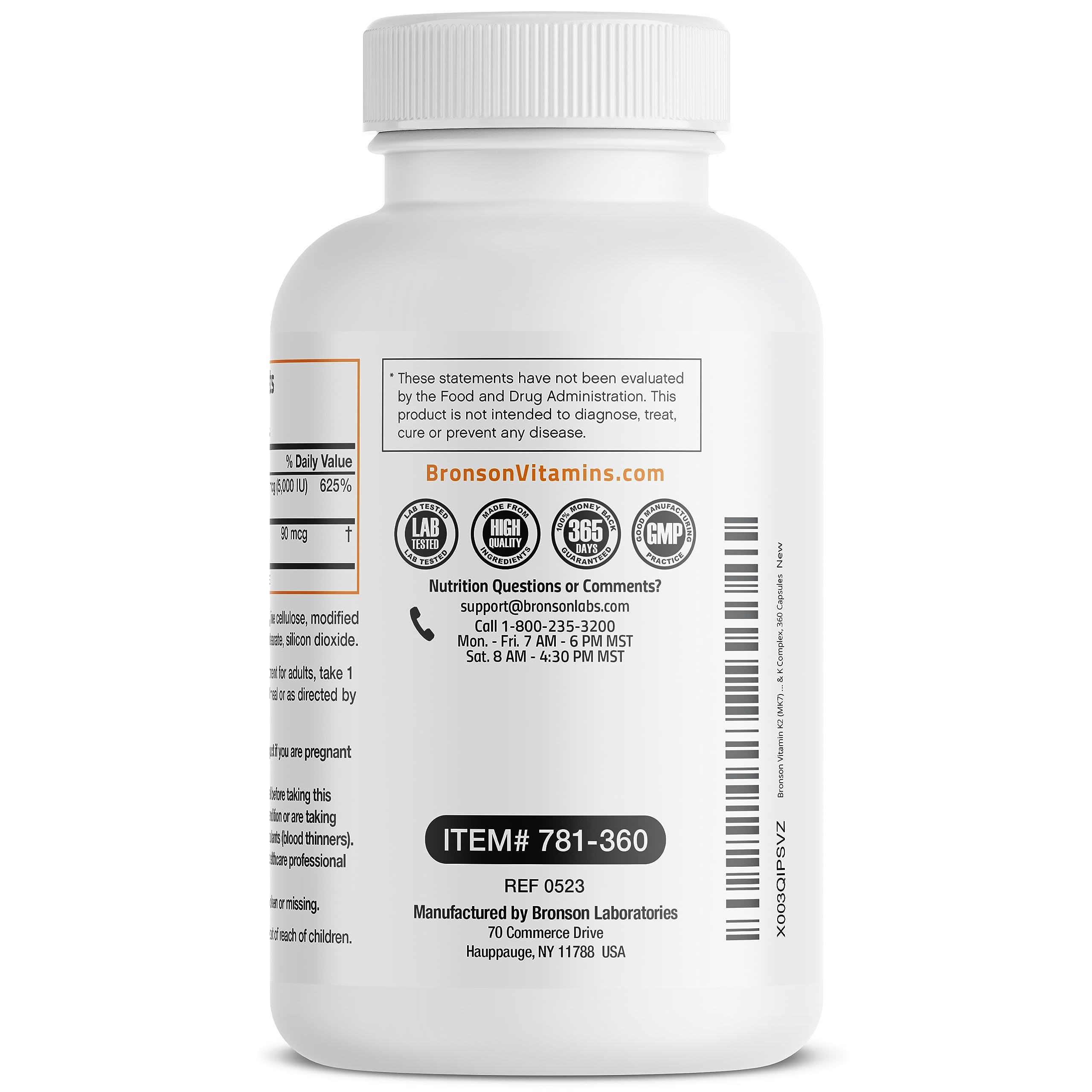 Foto 5 | Vitamina K2 y D3 Bronson 5000 Ui 360 Cápsulas - Venta Internacional