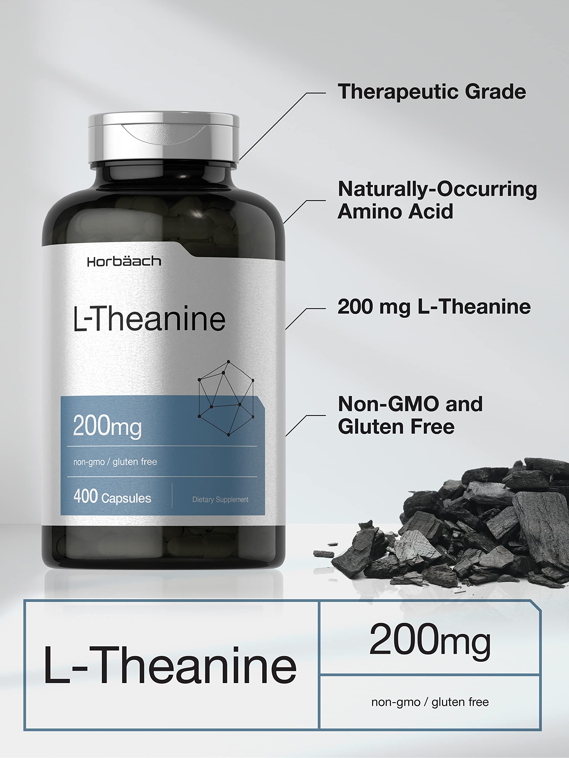 Foto 3 | Suplemento Horbäach L-teanina 200 mg 400 Cápsulas - Venta Internacional