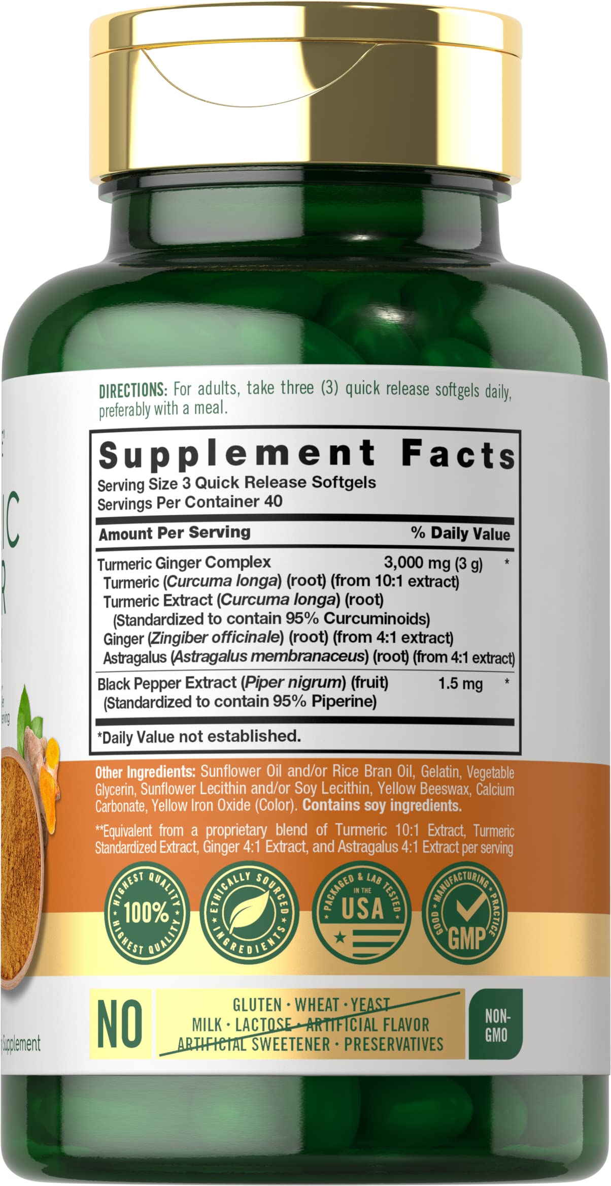 Foto 3 pulgar | Suplemento Carlyle de Cúrcuma Y Jengibre 3000 Mg 120 Cápsulas Blandas - Venta Internacional