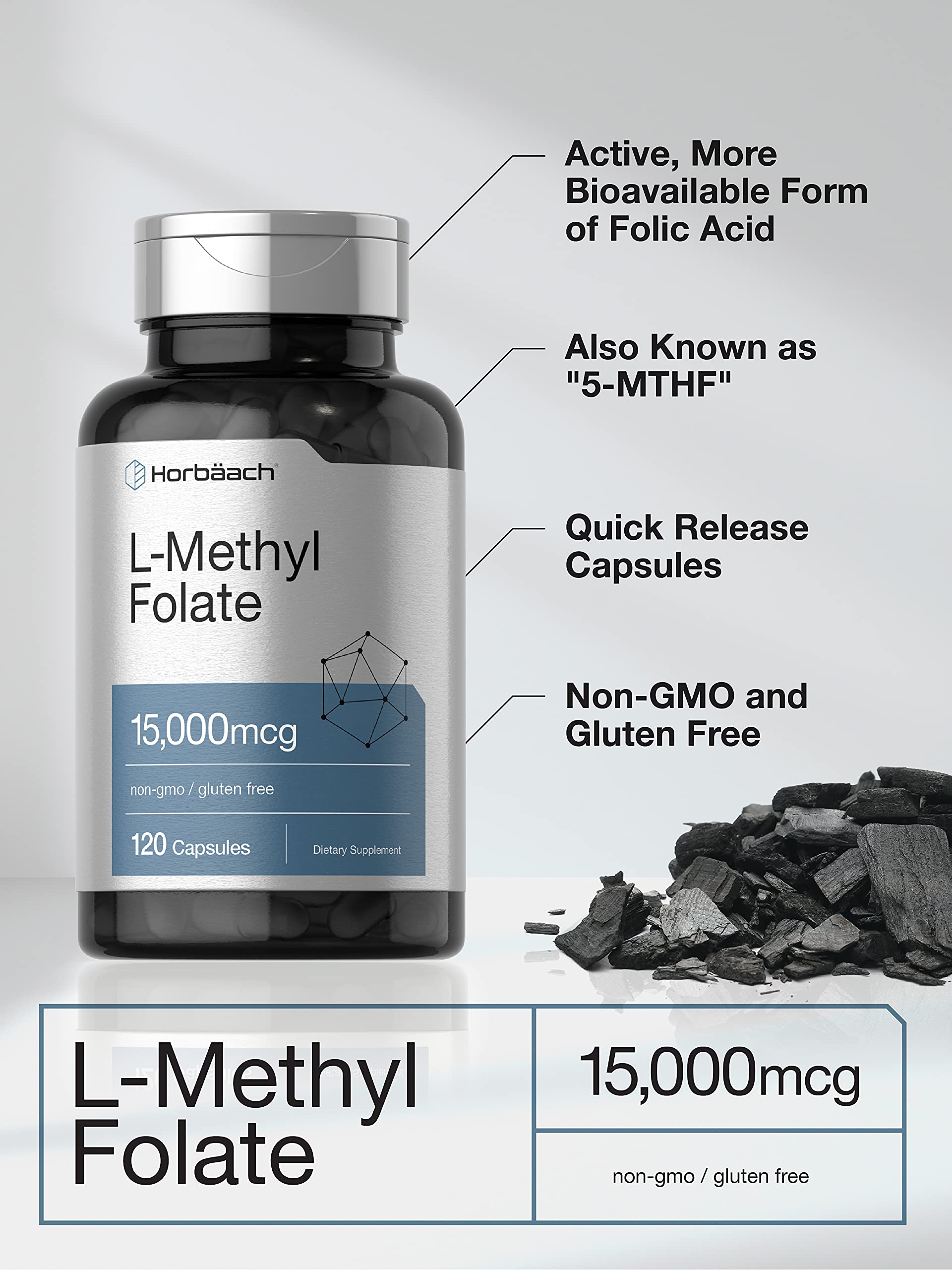 Foto 3 | Suplemento Horbaach L Metilfolato 15 mg 120 Cápsulas - Venta Internacional