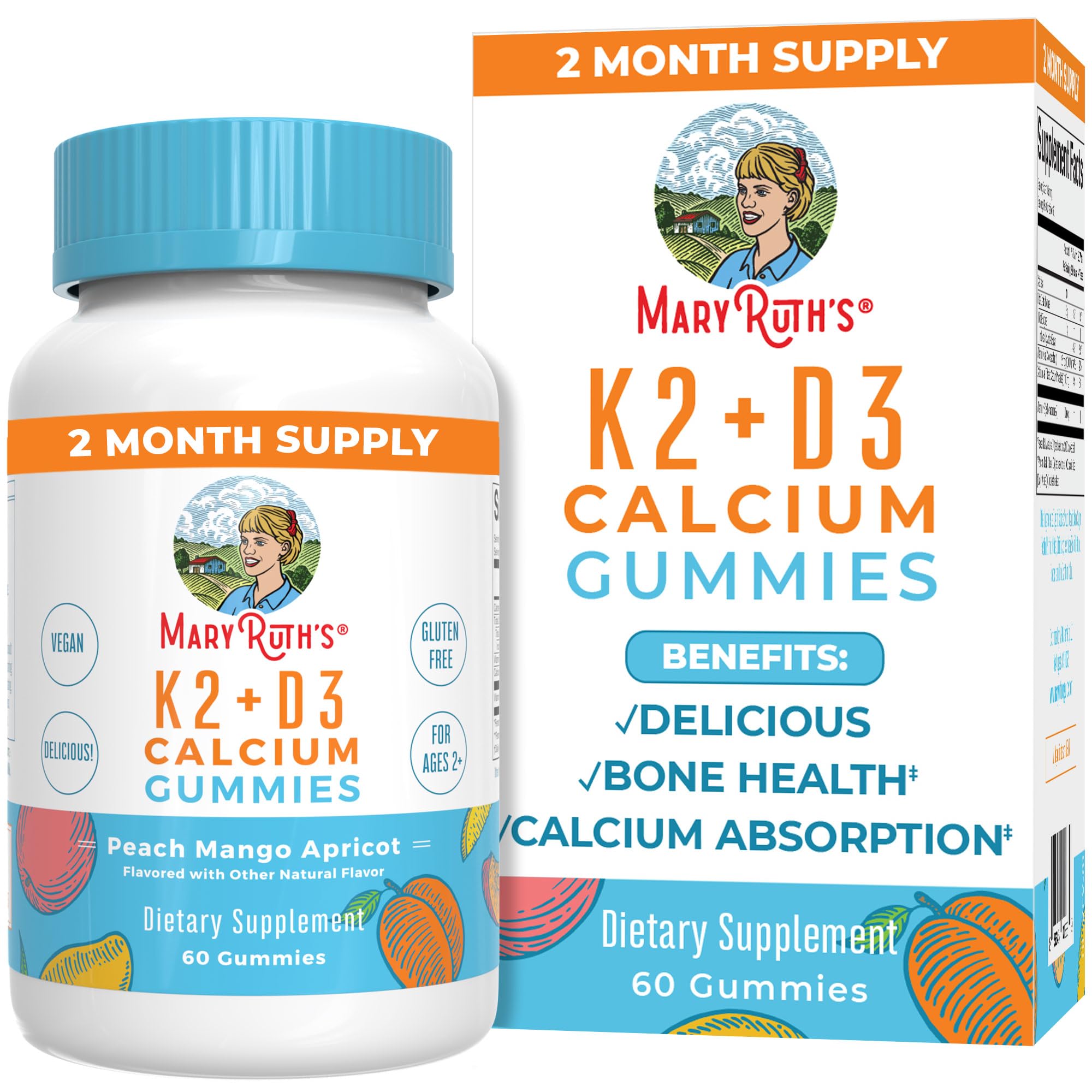 Foto 2 pulgar | Suplemento Maryruth Organics Calcium Con Vitamina D Y K2 60 Unidades - Venta Internacional