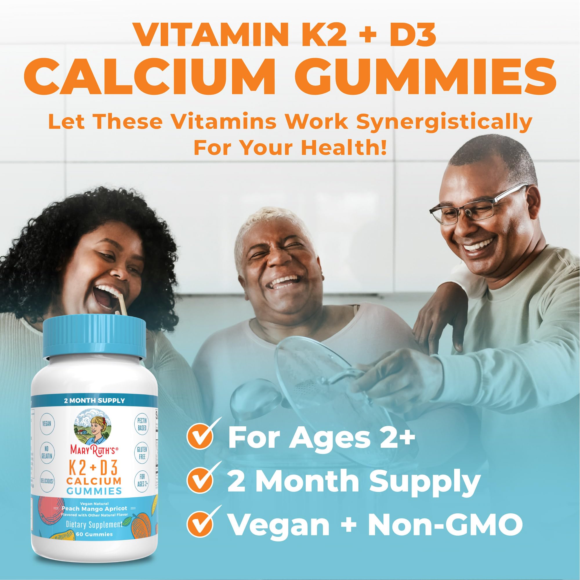 Foto 7 | Suplemento Maryruth Organics Calcium Con Vitamina D Y K2 60 Unidades - Venta Internacional