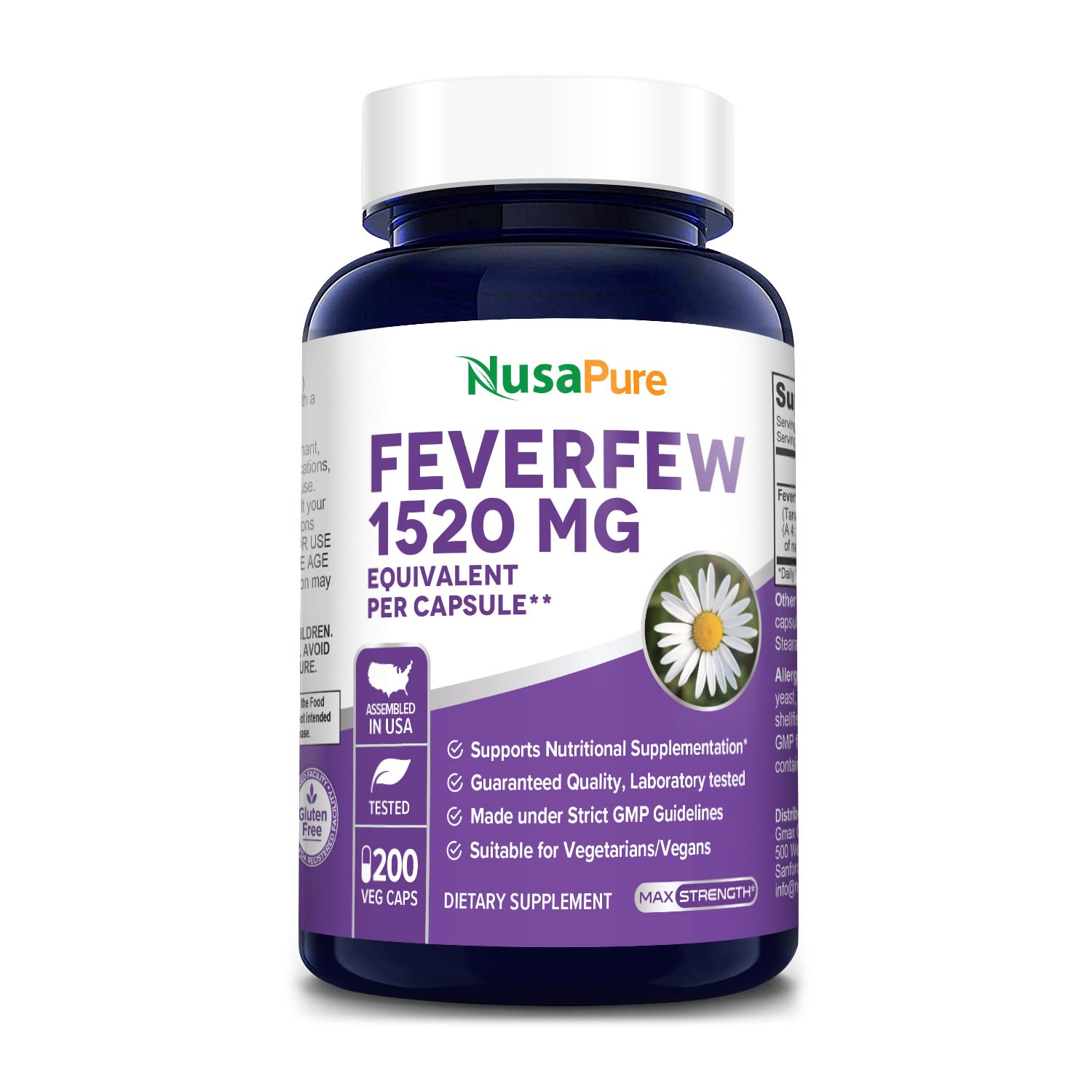 Suplemento Nusapure Extracto de Matricaria 200 Cápsulas - Venta Internacional.