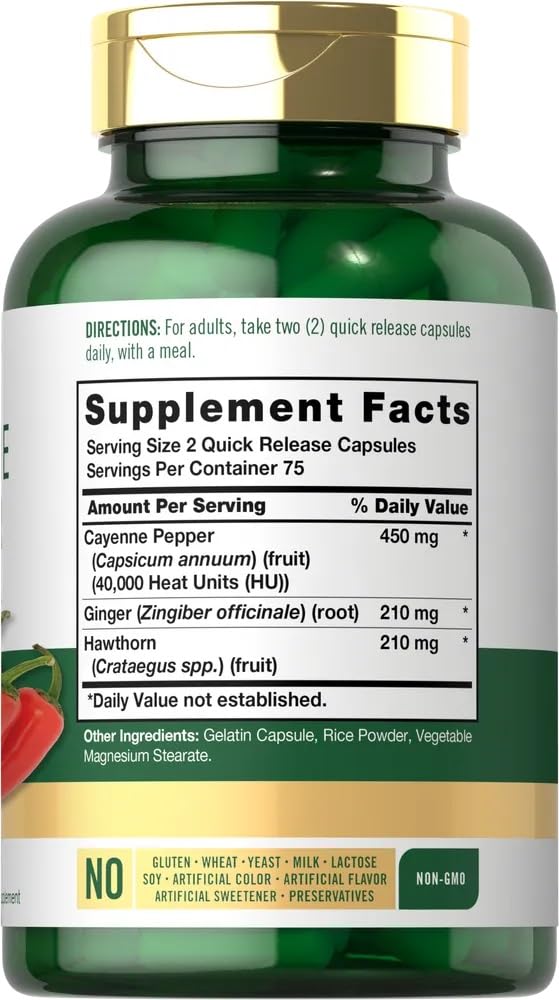 Foto 3 pulgar | Suplemento Carlyle Cayenne Pepper Capsulas 450 Mg 40 000 Hu - Venta Internacional
