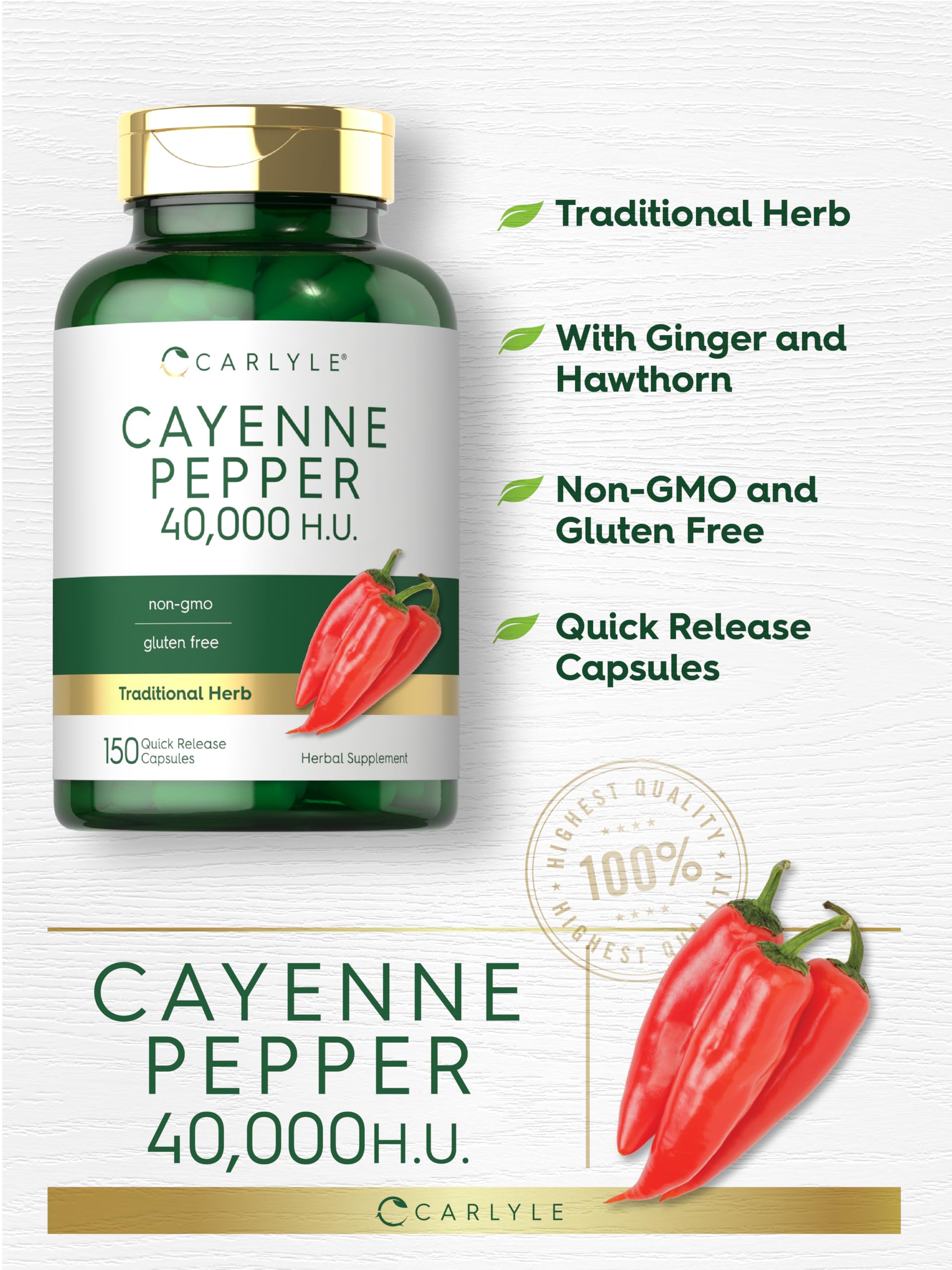 Foto 5 pulgar | Suplemento Carlyle Cayenne Pepper Capsulas 450 Mg 40 000 Hu - Venta Internacional