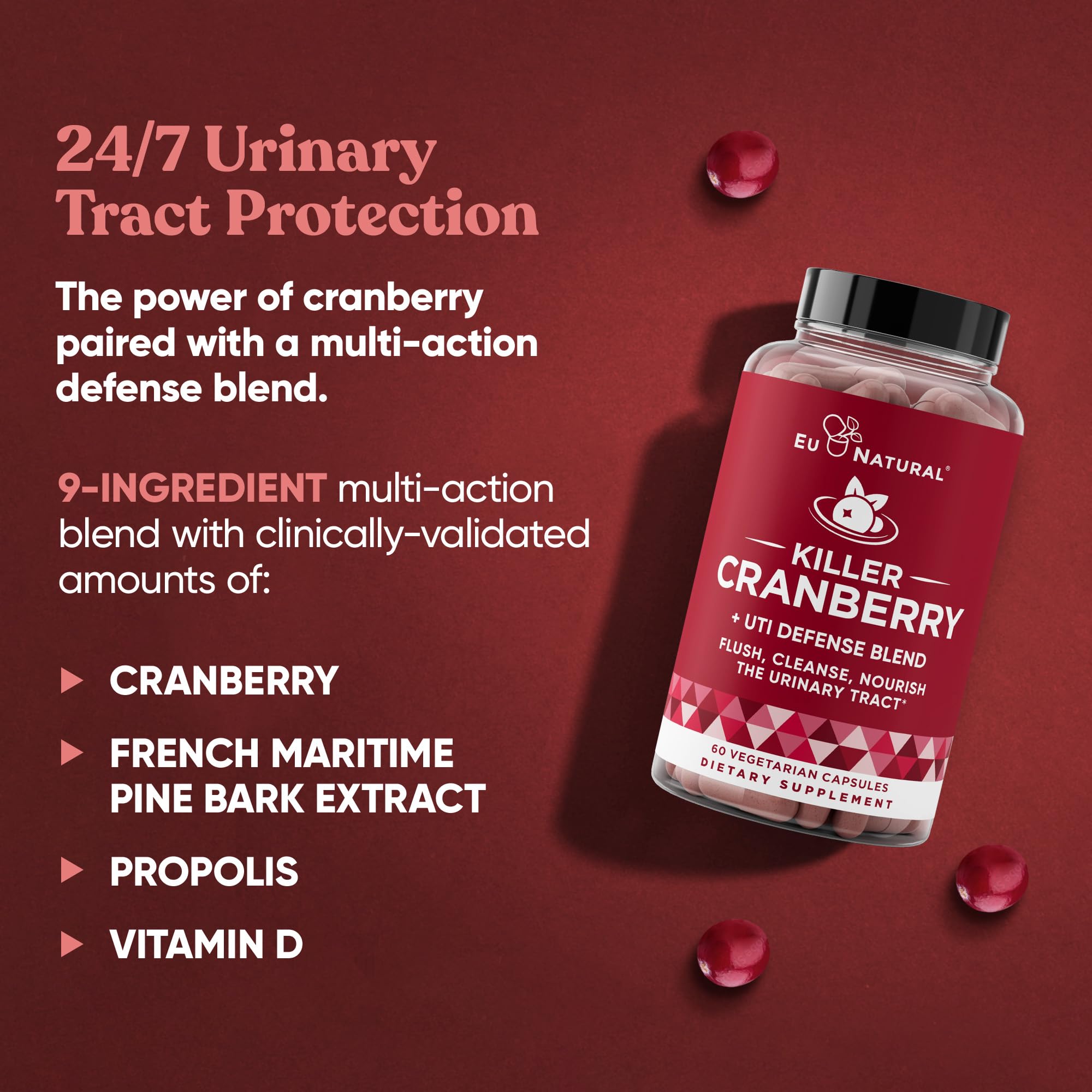 Foto 5 pulgar | Suplemento Eu Natural Killer Cranberry 60 Cápsulas - Venta Internacional