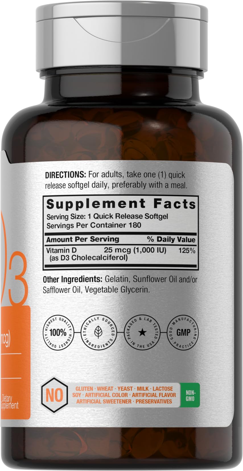 Foto 3 pulgar | Suplemento Horbäach Vitamina D3 1000 Ui 180 Cápsulas Blandas - Venta Internacional