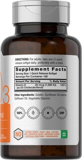 Foto 2 | Suplemento Horbäach Vitamina D3 1000 Ui 180 Cápsulas Blandas - Venta Internacional
