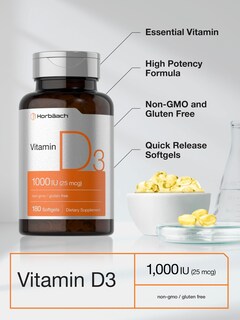 Foto 4 | Suplemento Horbäach Vitamina D3 1000 Ui 180 Cápsulas Blandas - Venta Internacional