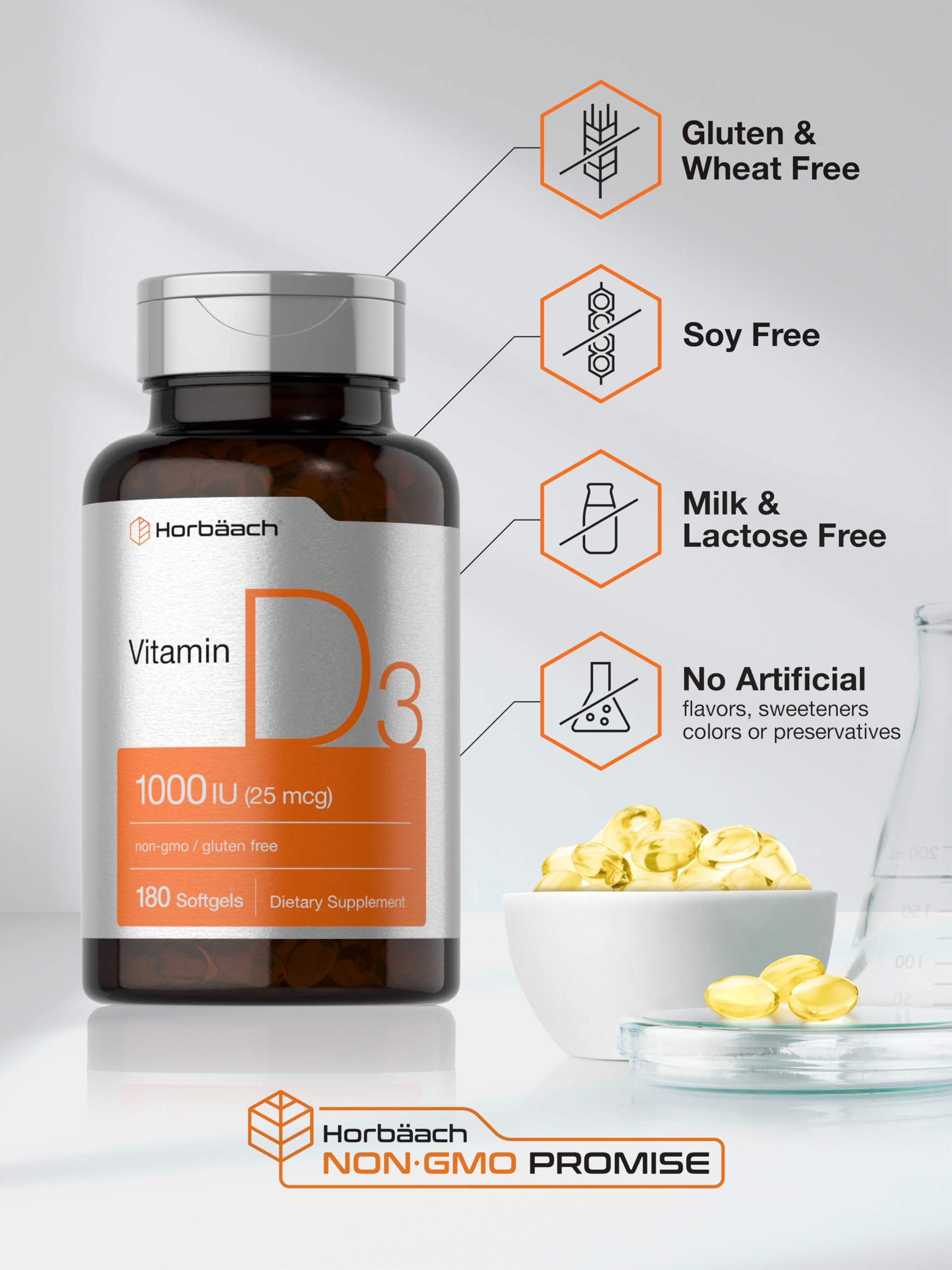Foto 5 | Suplemento Horbäach Vitamina D3 1000 Ui 180 Cápsulas Blandas - Venta Internacional