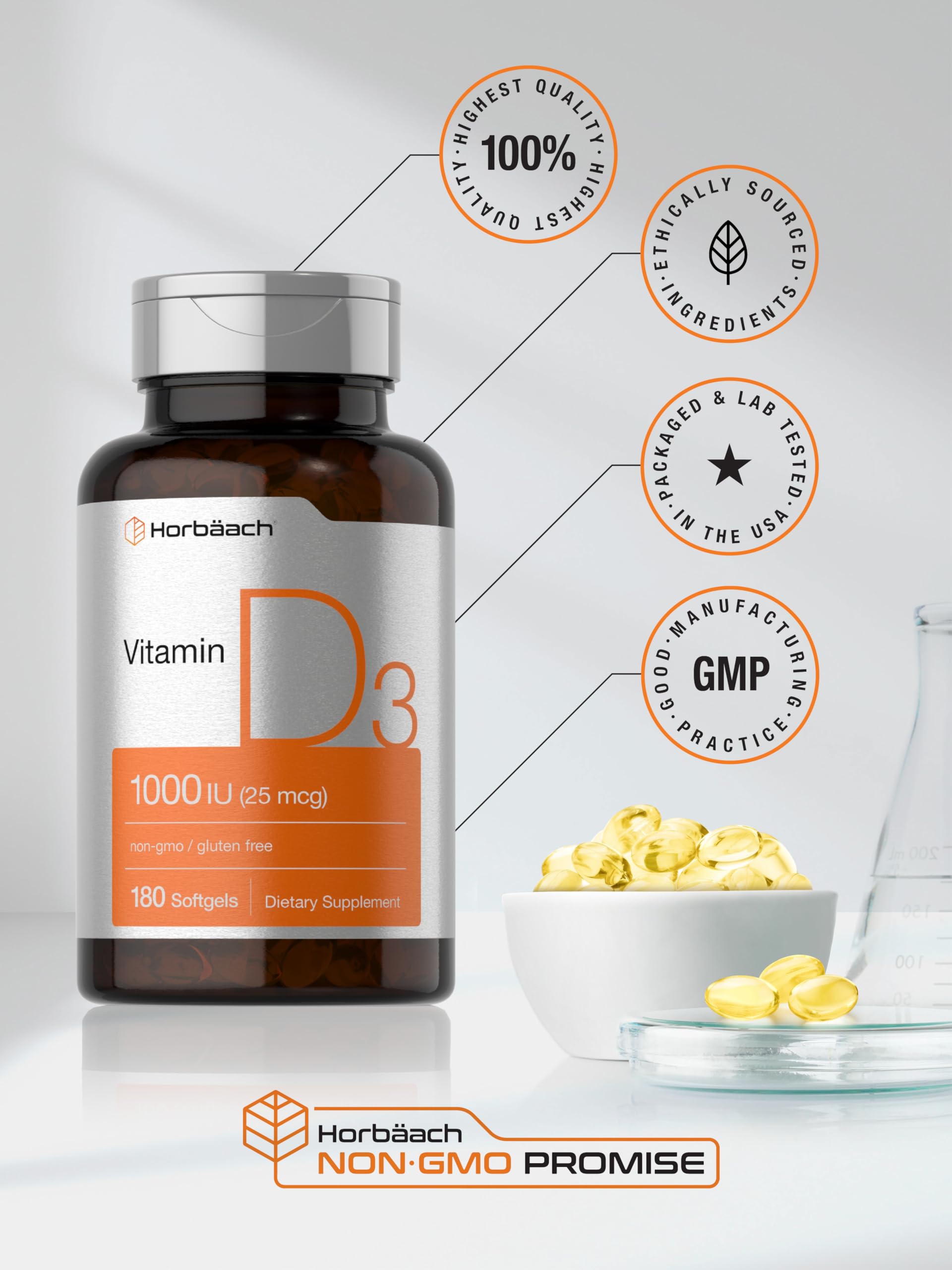 Foto 7 pulgar | Suplemento Horbäach Vitamina D3 1000 Ui 180 Cápsulas Blandas - Venta Internacional