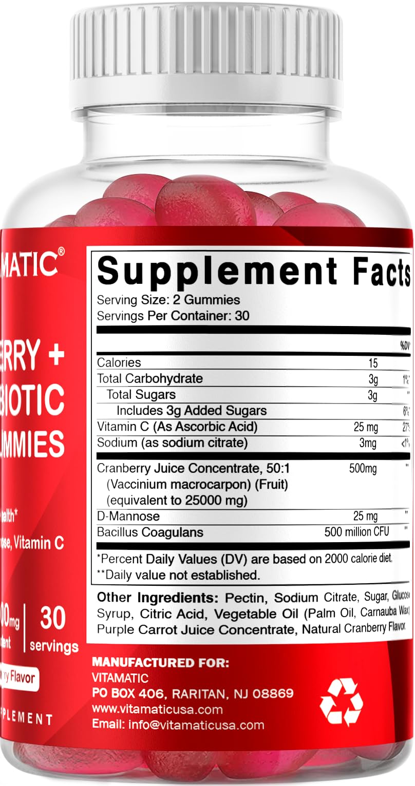 Foto 7 pulgar | Gomitas Veganas de Arándano Supplement Vitamatic 60 Piezas - Venta Internacional