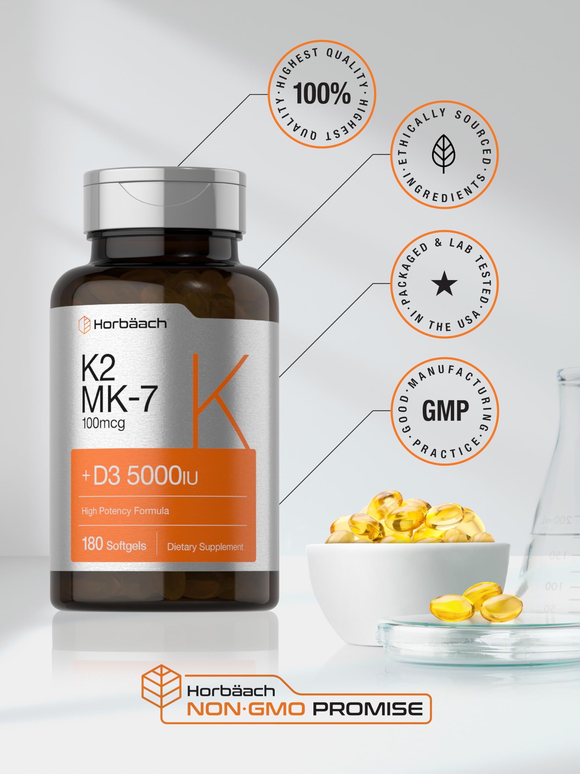 Foto 7 pulgar | Suplemento Horbäach de Vitamina D3 K2 5000 Ui 180 Cápsulas de Gelatina Blanda - Venta Internacional