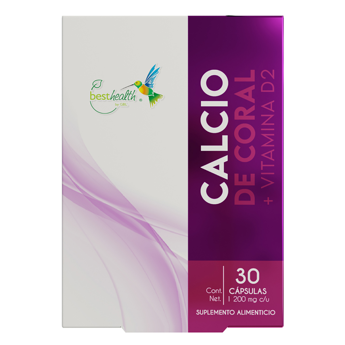 Calcio de Coral + Vitamina D2 Best Health 30 Cápsulas