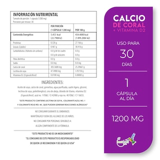 Foto 3 | Calcio de Coral + Vitamina D2 Best Health 30 Cápsulas