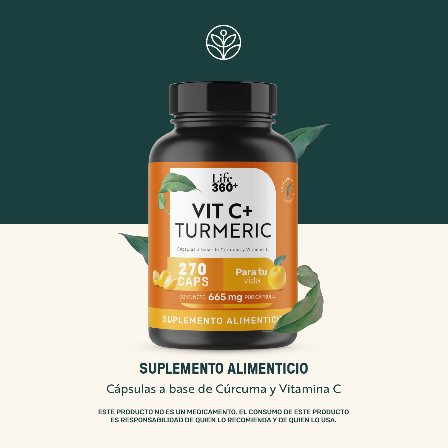 Foto 3 pulgar | Suplemento Life360+ Vitamina C Cúrcuma de 270 Cápsulas