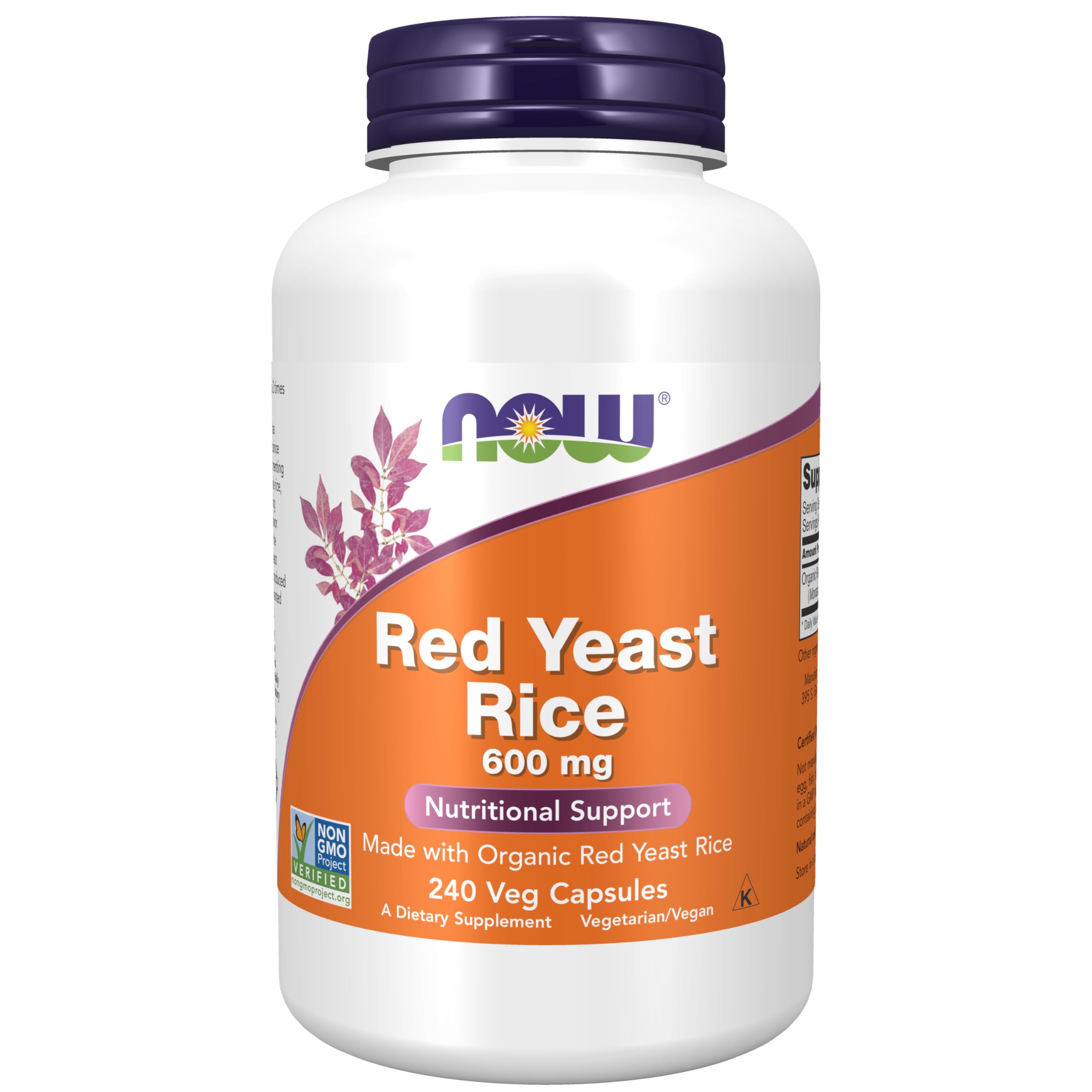 Foto 2 pulgar | Suplementos Now Arroz de Levadura Roja Orgánico 600mg 240 Cápsulas Vegetarianas