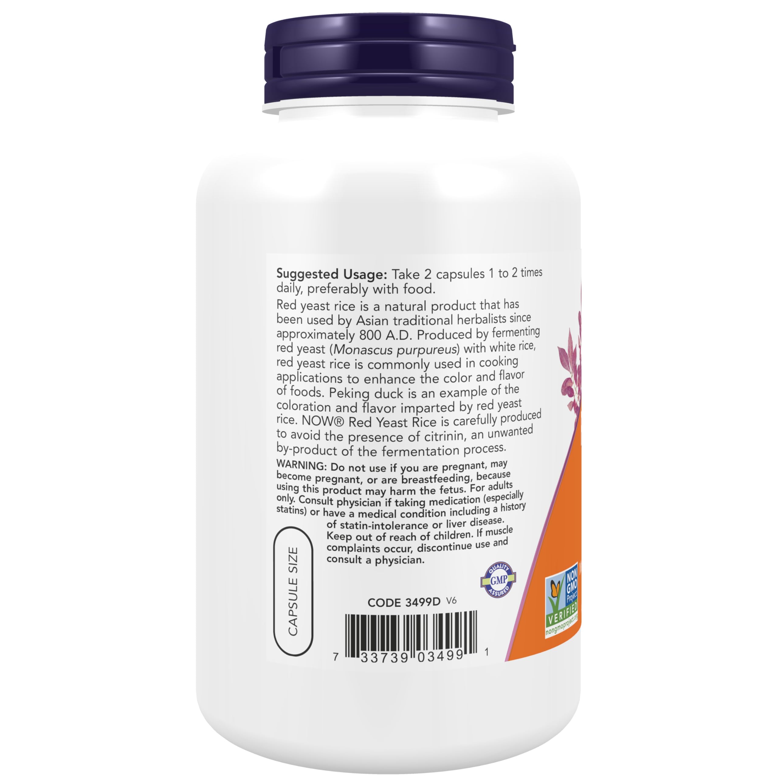 Foto 4 pulgar | Suplementos Now Arroz de Levadura Roja Orgánico 600mg 240 Cápsulas Vegetarianas
