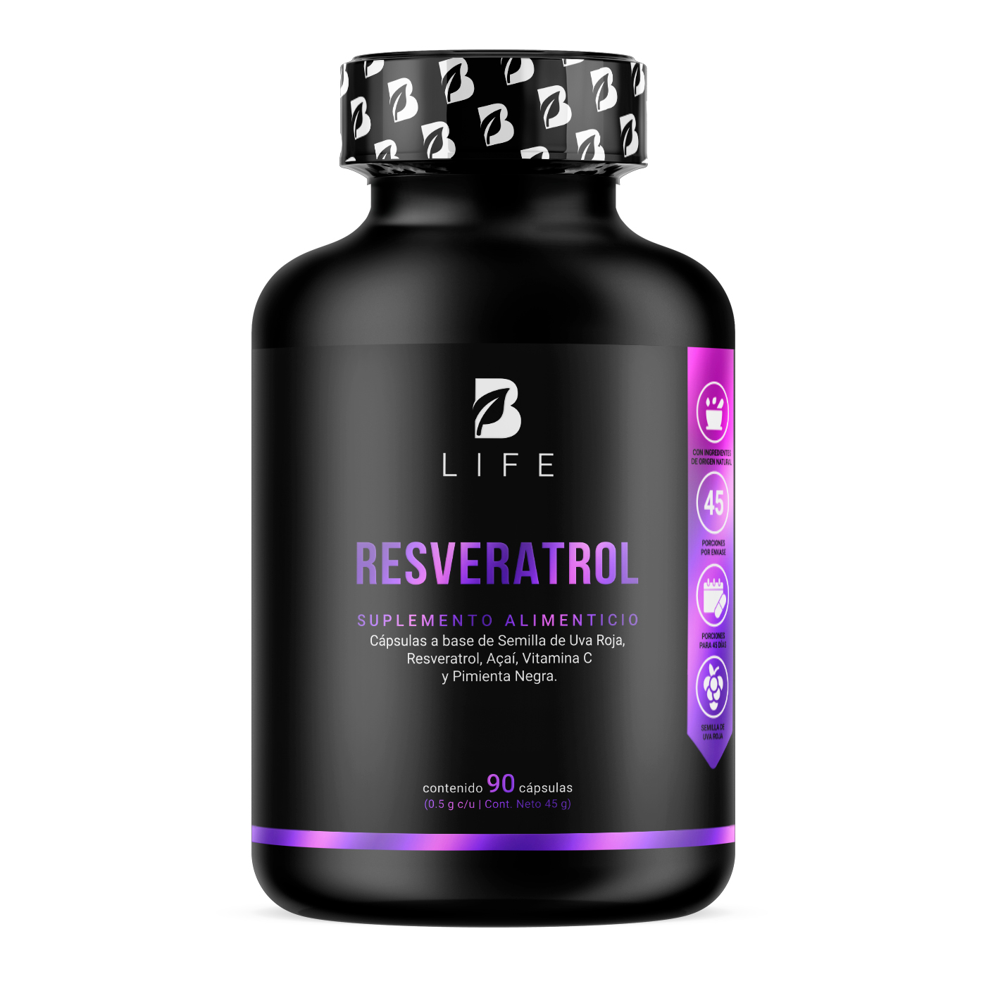 Foto 2 pulgar | Resveratrol B Life 90 Cápsulas