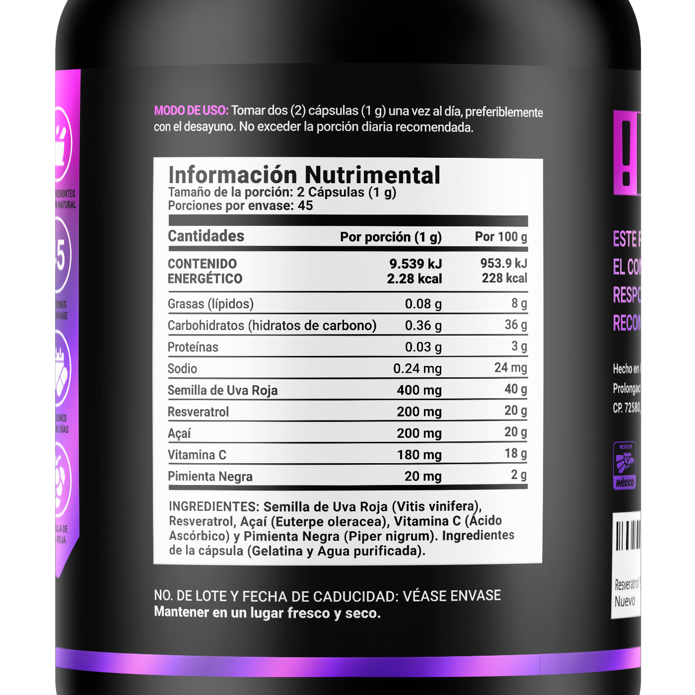 Foto 3 pulgar | Resveratrol B Life 90 Cápsulas