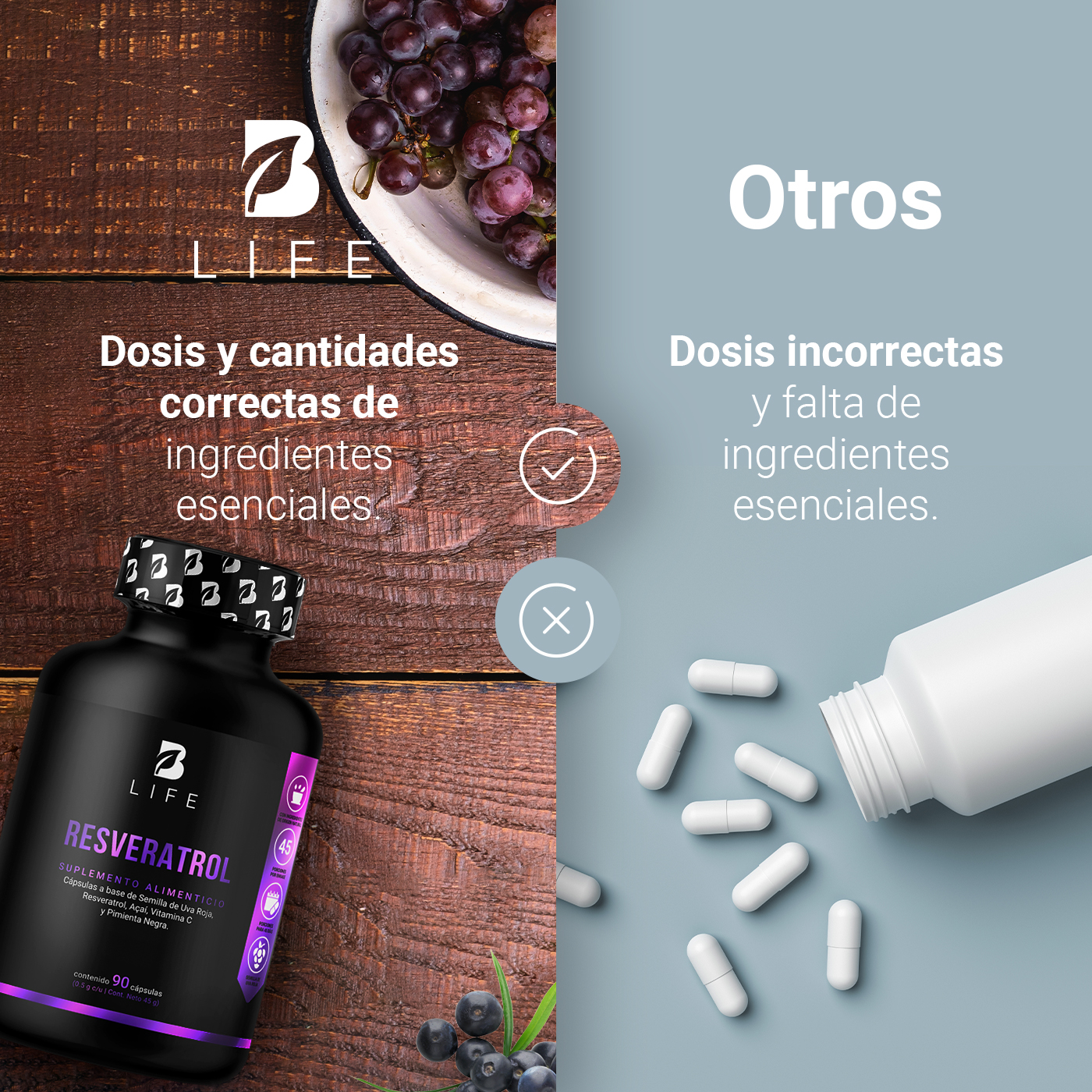 Foto 4 | Resveratrol B Life 90 Cápsulas