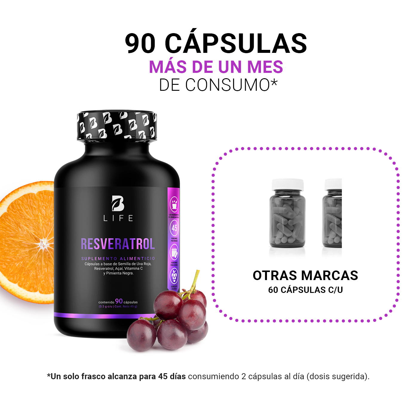 Foto 6 pulgar | Resveratrol B Life 90 Cápsulas