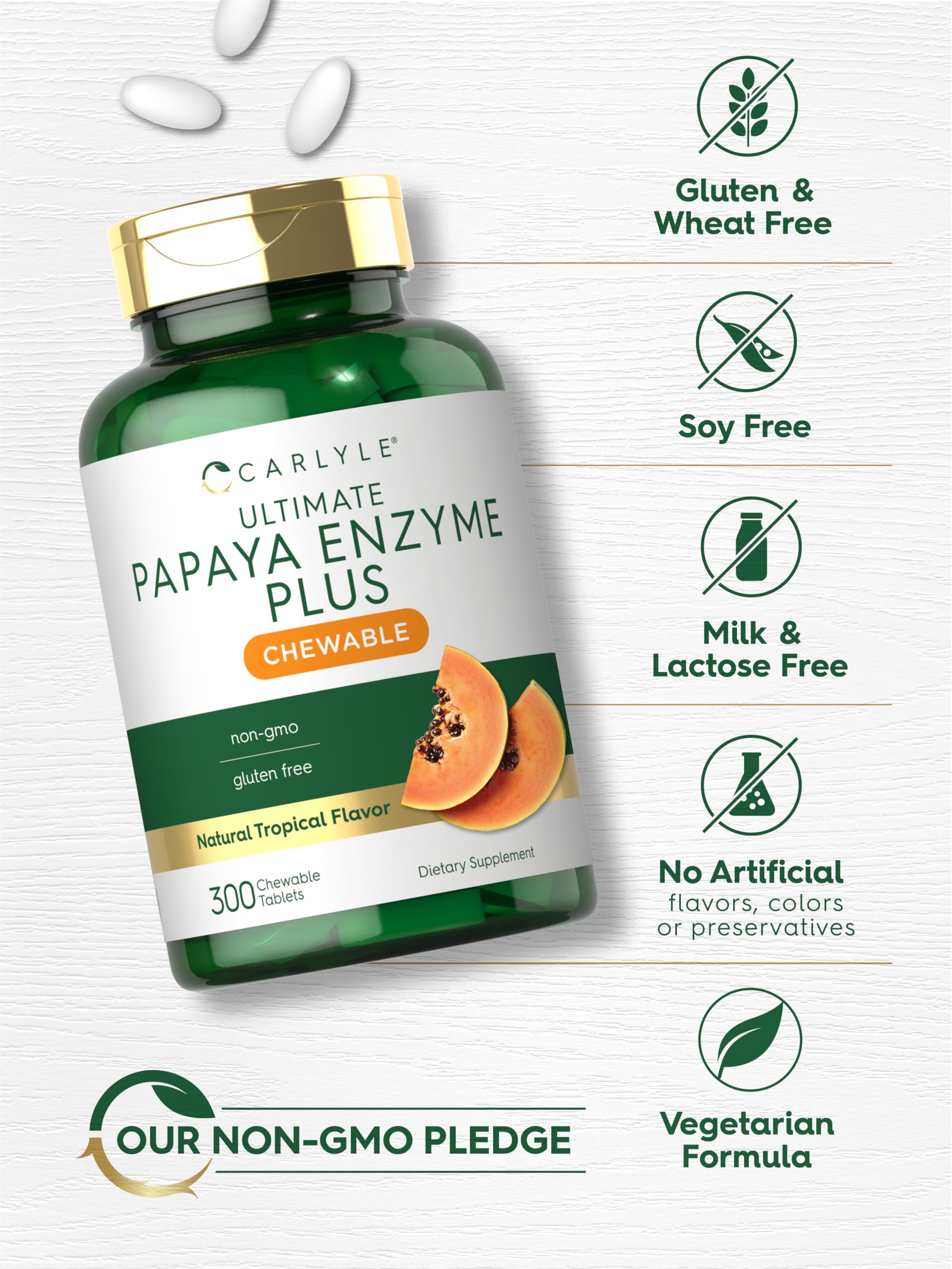Foto 6 pulgar | Suplemento: Tabletas Masticables con Enzimas de Papaya Carlyle 300 Tabletas - Venta Internacional