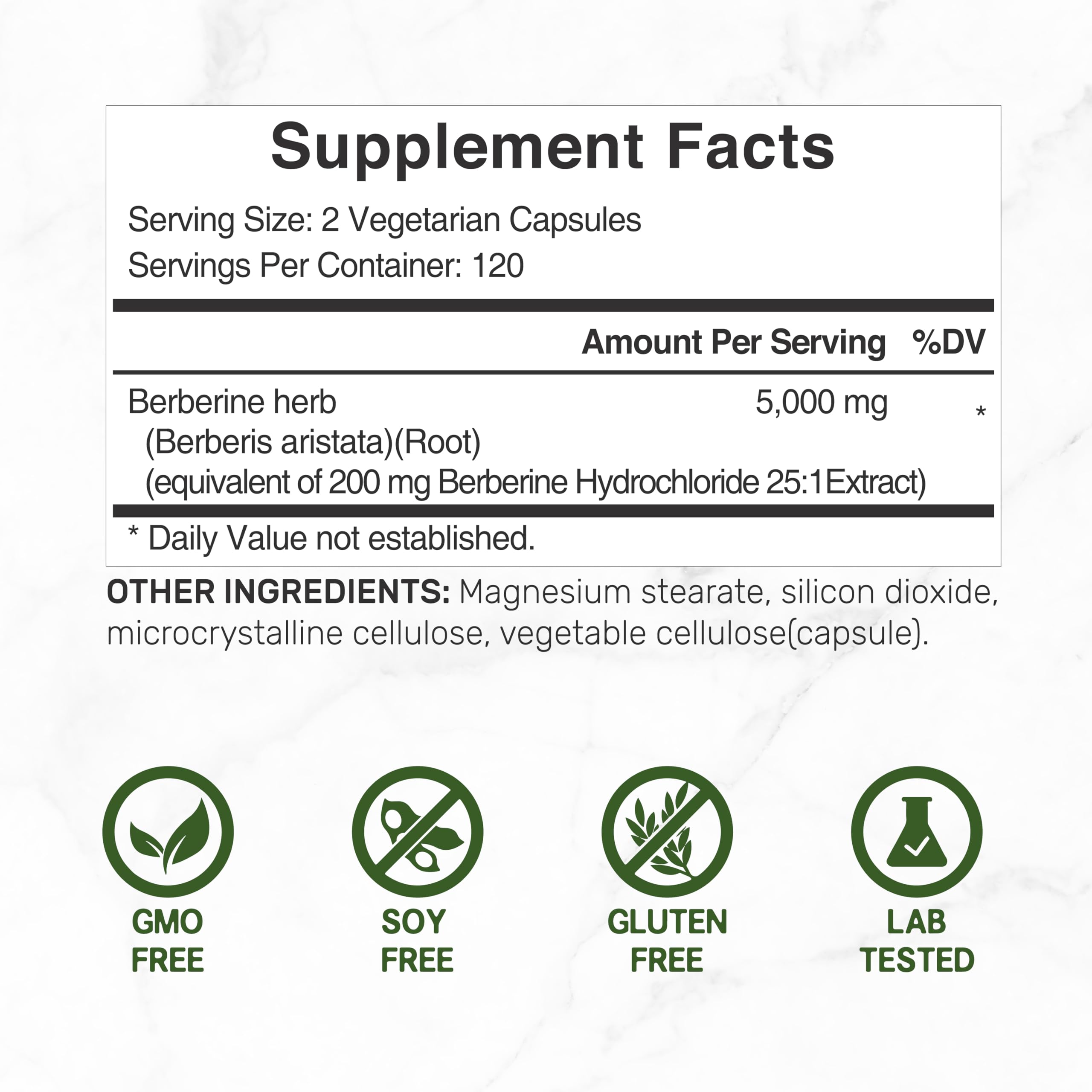 Foto 3 pulgar | Suplemento Berberine Max 5000 mg 240 Cápsulas - Venta Internacional