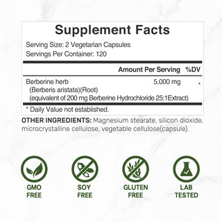 Foto 2 | Suplemento Berberine Max 5000 mg 240 Cápsulas - Venta Internacional
