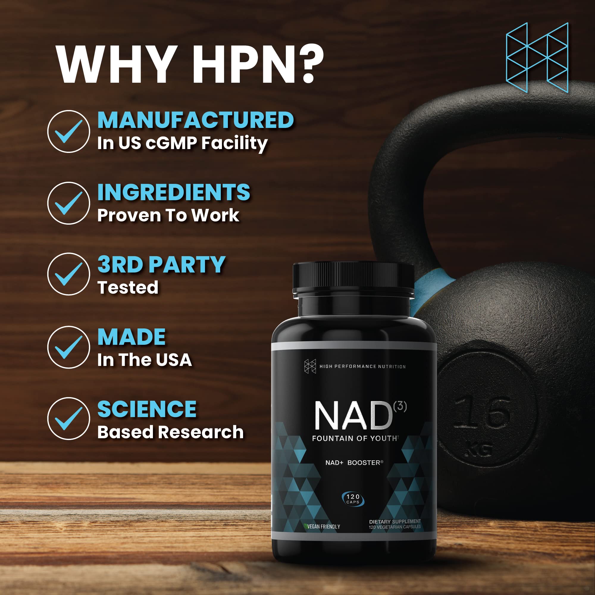 Foto 7 pulgar | Suplemento Hpn Nad3 Nad+Booster 120 Cápsulas - Venta Internacional